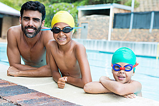 父亲,儿童,微笑,游泳池,头像