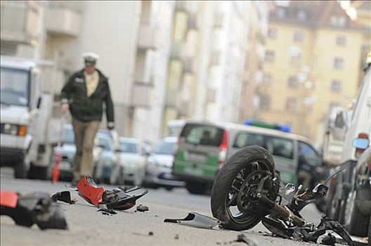 摩托车,意外,受伤,驾驶员,斯图加特,巴登符腾堡,德国,欧洲