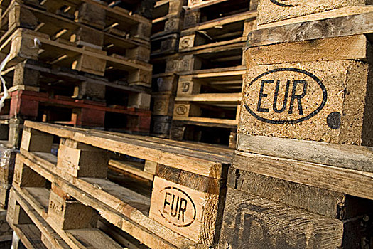 欧洲,商标,一堆,特写,欧元,货盘,木头,运输,盘子,货运,一致,尺寸,经济,物流
