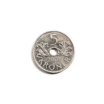 挪威,皇冠,硬币,隔绝,白色背景,背景