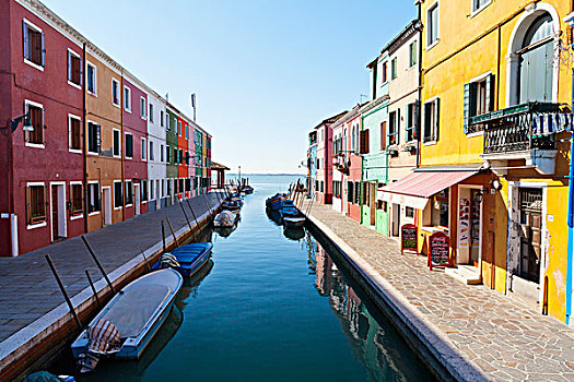 色彩,房子,运河,布拉诺岛,威尼斯,意大利