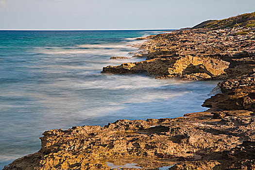 岩石海岸,加勒比岛屿,墨西哥,北美