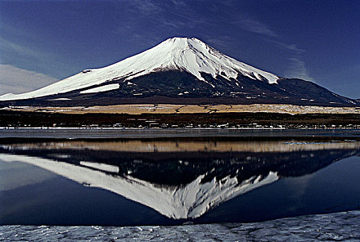 反射,富士山,水中