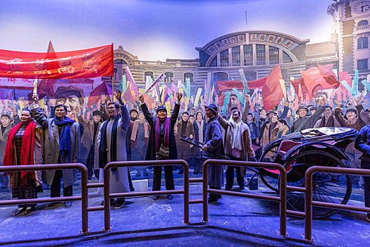 北京香山革命纪念馆多媒体景观,北平各界民众热烈欢迎人民解放军入城