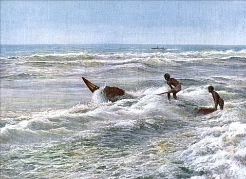 双体船,海岸,印度,早,20世纪