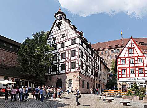建筑,方形,纽伦堡,中间,弗兰克尼亚,巴伐利亚,德国,欧洲