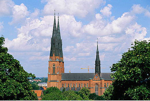教堂,尖顶,乌普萨拉,瑞典