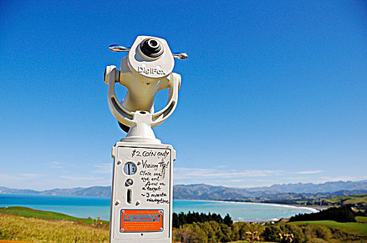 望远镜,视点,山脉,背影,南岛,新西兰