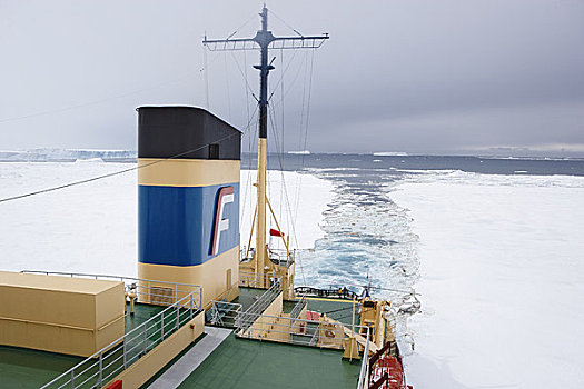 破冰船,移动,冰,南极