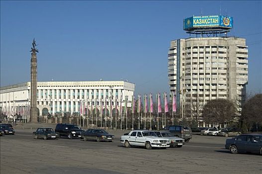 广场,共和国,阿拉木图,哈萨克斯坦