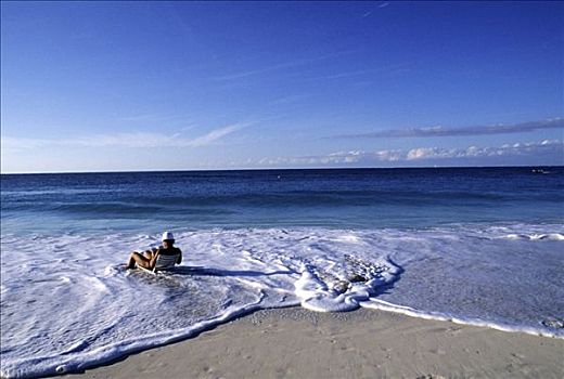 海滩,优雅,湾,普罗维登西亚莱斯岛,特克斯和凯科斯群岛,巴哈马,加勒比海