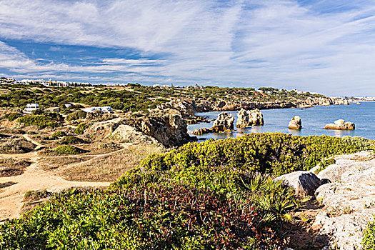 露营,海岸线,岩石构造,阿尔布斐拉,郊区,背景,阿尔加维,葡萄牙