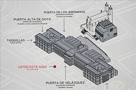 俯视,计划,入口,建筑,博物馆,马德里,西班牙,欧洲