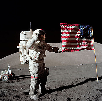 阿波罗17号,宇航员,美国国旗,月球表面