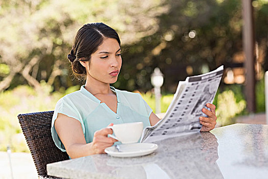 职业女性,咖啡,读,纸
