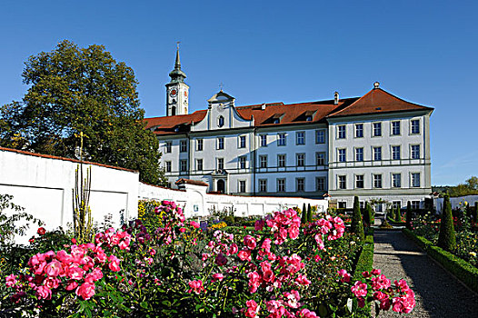 花园,教堂,上巴伐利亚,巴伐利亚,德国,欧洲