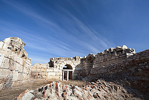 遗址,古老,入口,石墙,土耳其