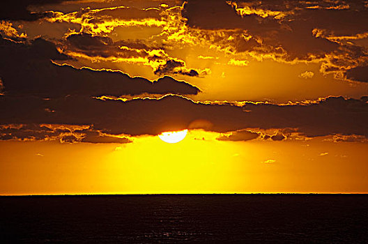 日落,上方,海洋,迈阿密海滩,佛罗里达,美国