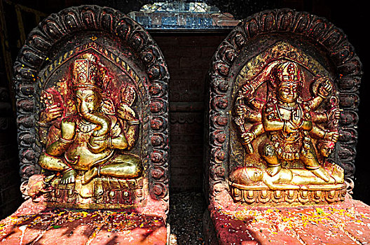 雕塑,印度教,神,街道,加德满都,尼泊尔,亚洲