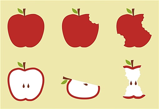红苹果,图案,插画