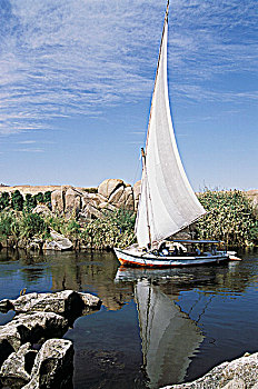 埃及,阿斯旺,象岛,三桅帆船,尼罗河