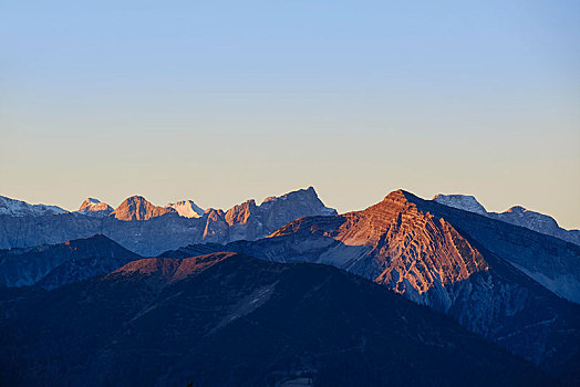 山,日出,风景,高,高山,靠近,兰格丽斯,上巴伐利亚,巴伐利亚,德国,欧洲