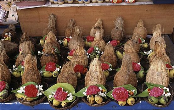 宗教祭品,盘子,出售,市场货摊,泰米尔纳德邦,印度