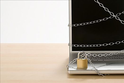 链子,锁,笔记本电脑