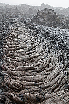 绳状熔岩,火山,堪察加半岛,俄罗斯,欧洲