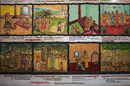 壁画,场景,生活,佛,庙宇,南方,省,斯里兰卡,亚洲
