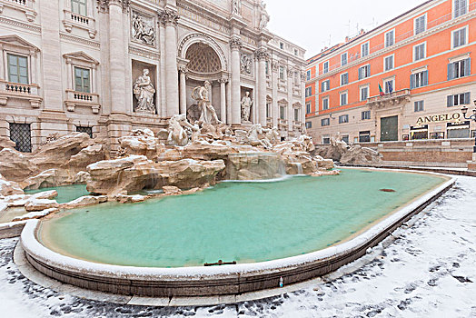 喷泉,下雪,罗马,欧洲,意大利,拉齐奥,罗马省