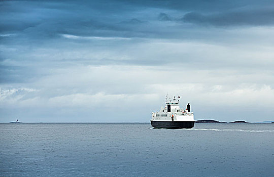 白色,乘客,渡轮,阴天,天气,挪威,海洋