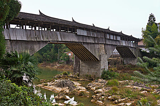 桥,传统,木质,风雨桥,福建,中国