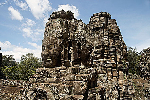柬埔寨,巨大,石头,头部,巴扬寺,吴哥窟