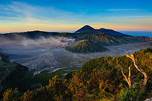 婆罗摩火山,火山口,日出,婆罗莫,国家公园,爪哇,印度尼西亚