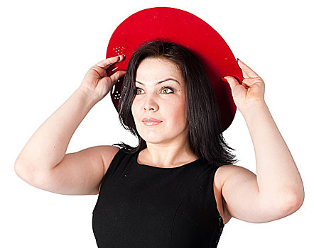 年轻,美女,红色,帽子