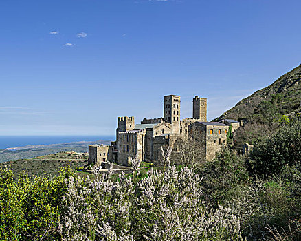 本笃会修道院,靠近,港口,帽,自然公园,加泰罗尼亚,区域,西班牙,欧洲
