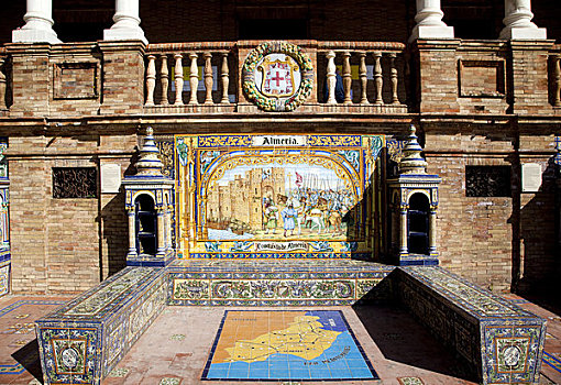 镶嵌图案,墙壁,宫殿,西班牙广场,塞维利亚,安达卢西亚,西班牙