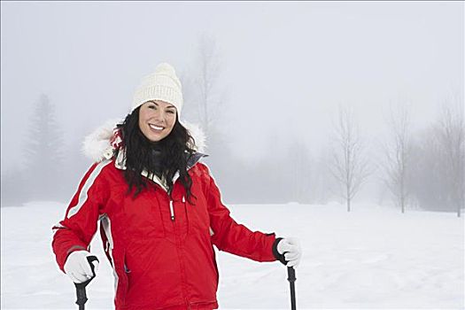 女人,滑雪,草甸公园,不列颠哥伦比亚省,加拿大