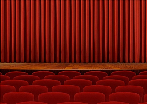 剧院,座椅,红色,帘