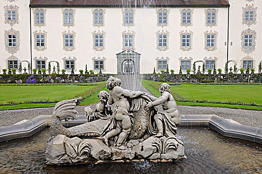 喷泉,城堡,巴登符腾堡,德国
