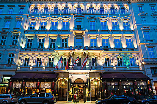 酒店,萨克大蛋糕,黃昏,维也纳,奥地利,欧洲