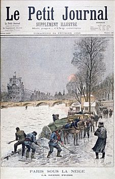 冰冻,塞纳河,冬天,巴黎,艺术家