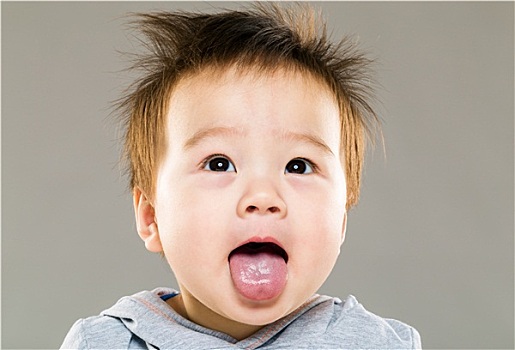 亚洲,婴儿,展示,舌头