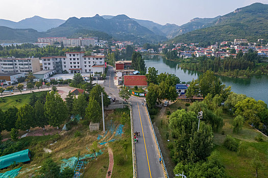 航拍济南锦绣川水库