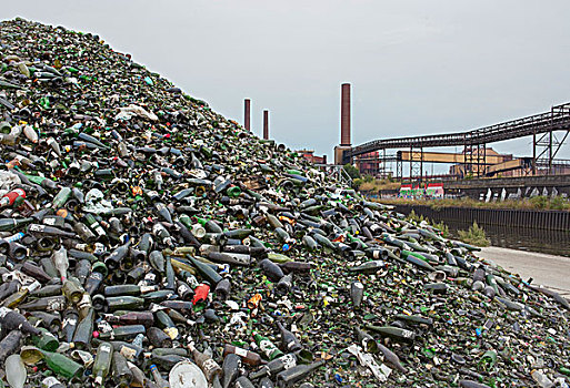 山,玻璃瓶,回收厂,化学品,工厂,背景,瓦龙,比利时