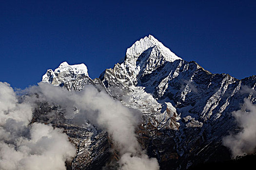 云,正面,山,昆布,萨加玛塔国家公园,尼泊尔,亚洲