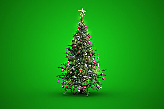 圣诞树,绿色背景