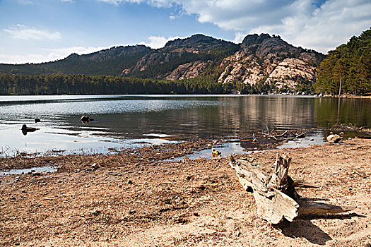 自然,风景,湖,海岸,山,科西嘉岛,岛屿,法国