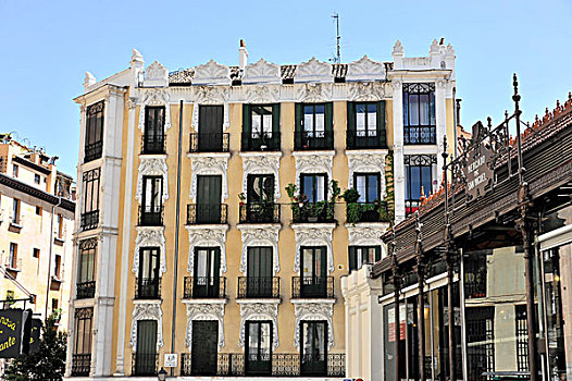 房子,建筑,广场,马德里,西班牙,欧洲